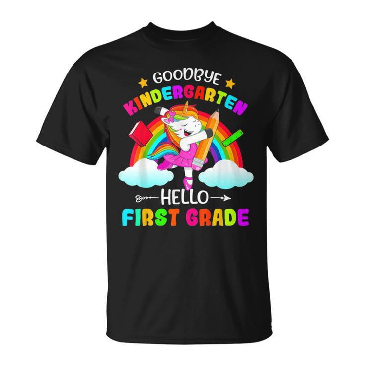 Goodbye Kindergarten Hello 1st Grade Unicorn Girls 2024 Grad T-Shirt ...