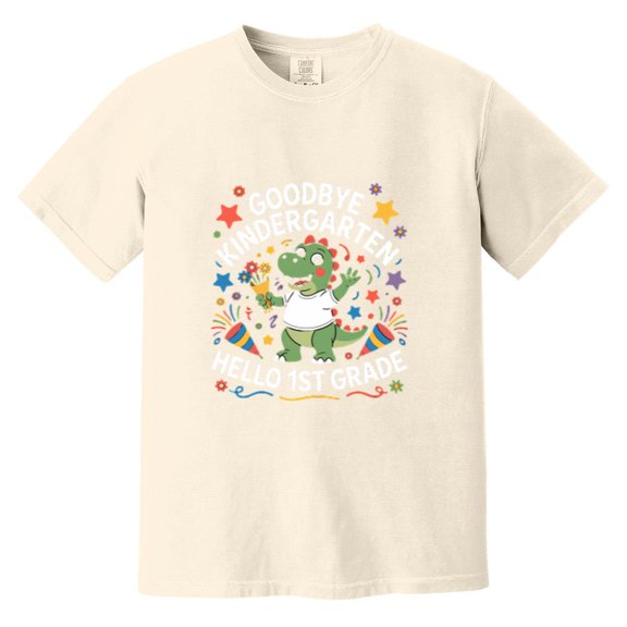 Goodbye Kindergarten Hello First Grade Funny Dino Boys Gift Comfort Color T-Shirt