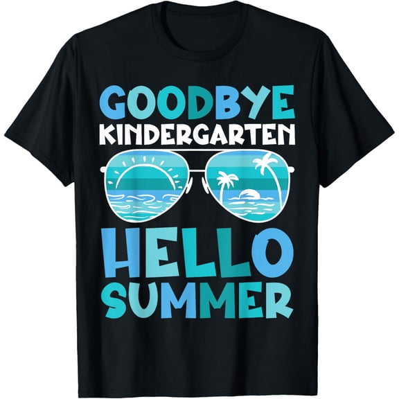 Goodbye Kindergarten Hello Summer Kinder Graduate Kids T-Shirt100%Cotton