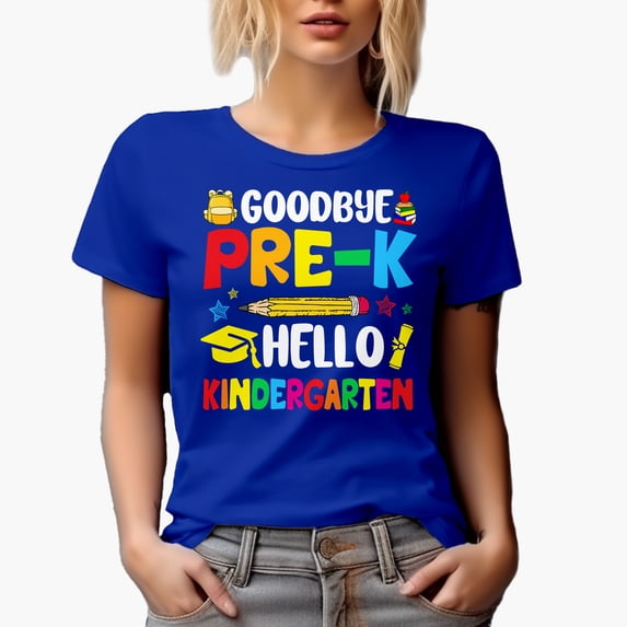 Goodbye Pre-K, Hello Kindergarten, Back-To-School, School Teacher, Royal Blue T-Shirt, Large