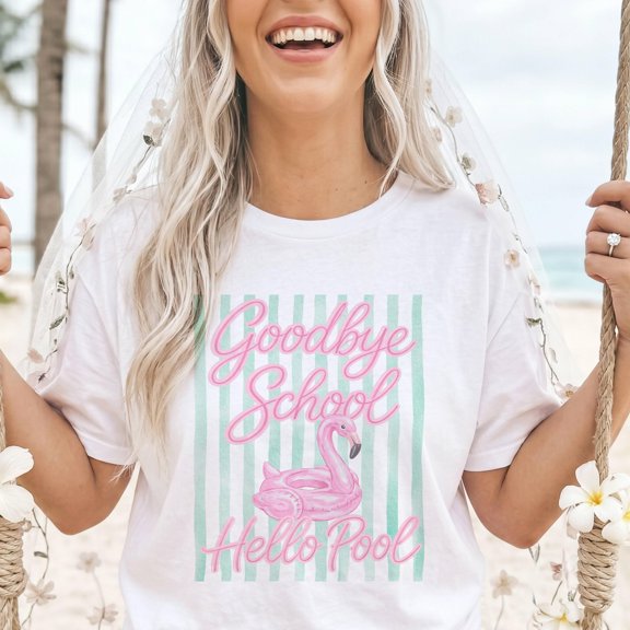 Goodbye School Hello Pool Summer Shirt Flamingo Pool Float Tee Last Day of School Shirt Su