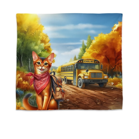 Goodbye Summer Abyssinian Hello Fall Time for School Tapestry Cat Lover Kitten Owner Gifts Wall Hanging Backdrop Home Decor - 02014