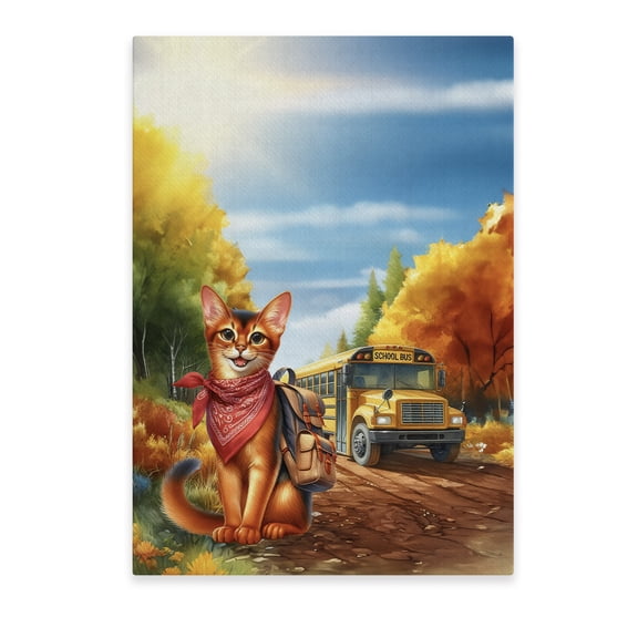 Goodbye Summer Abyssinian Hello Fall Time for School Vertical Matte Canvas Poster Cat Lover Kitten Owner Gifts Wall Art Home Decor - 02014