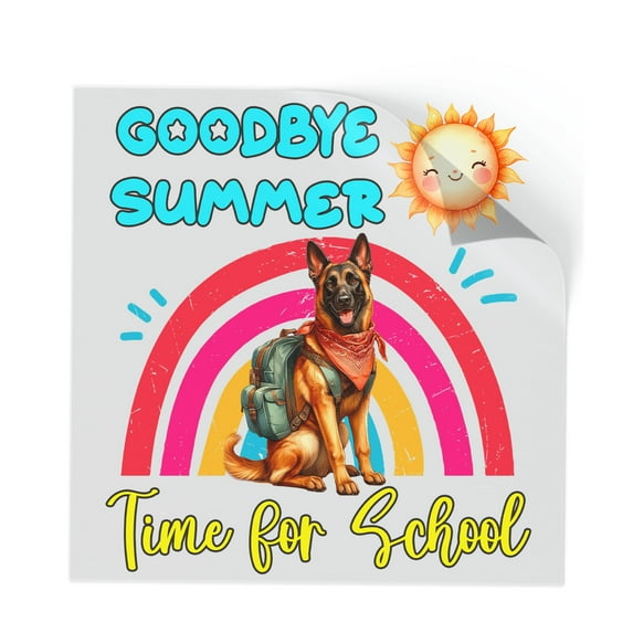 Goodbye Summer Belgian Malinois Hello Fall Time for School Cutout Transfer Sticker Sheepdog Dog Lover Gifts Transparent Decal Art Decor - 02014