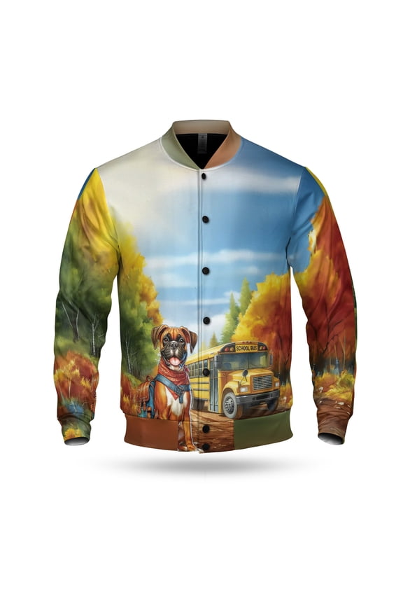 Goodbye Summer Boxer Hello Fall Time for School All Over Print 3D Baseball Jacket Boxers Dog Lover Gifts Idea Bomber Jacket Softball - 02014