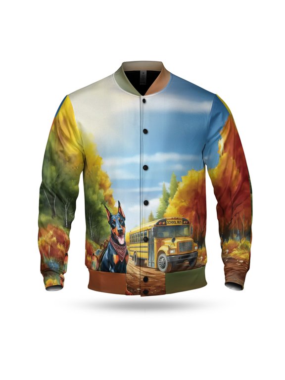Goodbye Summer Doberman Pinscher Hello Fall Time for School All Over Print 3D Baseball Jacket Doberman Dog Lover Gifts Bomber Jacket Softball - 02014