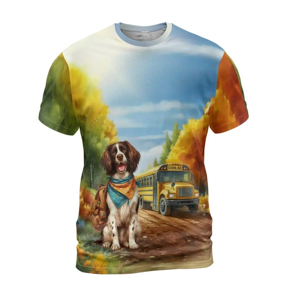 Goodbye Summer English Springer Spaniel Hello Fall Time for School All Over Print 3D Shirt Unisex Merch Springers Dog Lover Gifts - 02014