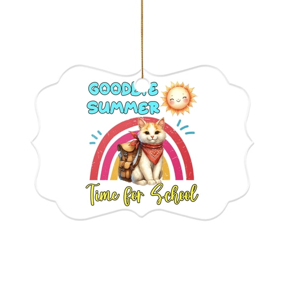 Goodbye Summer Manx Hello Fall Time for School Acrylic Benelux Ornament Cat Lover Kitten Owner Gifts Home Tree Decor - 02014