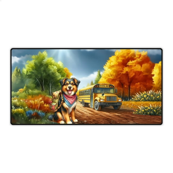 Goodbye Summer Miniature American Shepherd Hello Fall Time for School Desk Mat Full Keyboard Mouse Pad MAS Dog Lover Gifts Large Mousepad - 02014