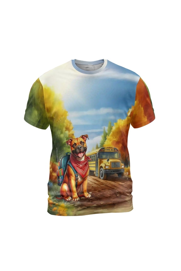 Goodbye Summer Pitbull Hello Fall Time for School All Over Print 3D Shirt Unisex Merch Terrier Dog Lover - 02014