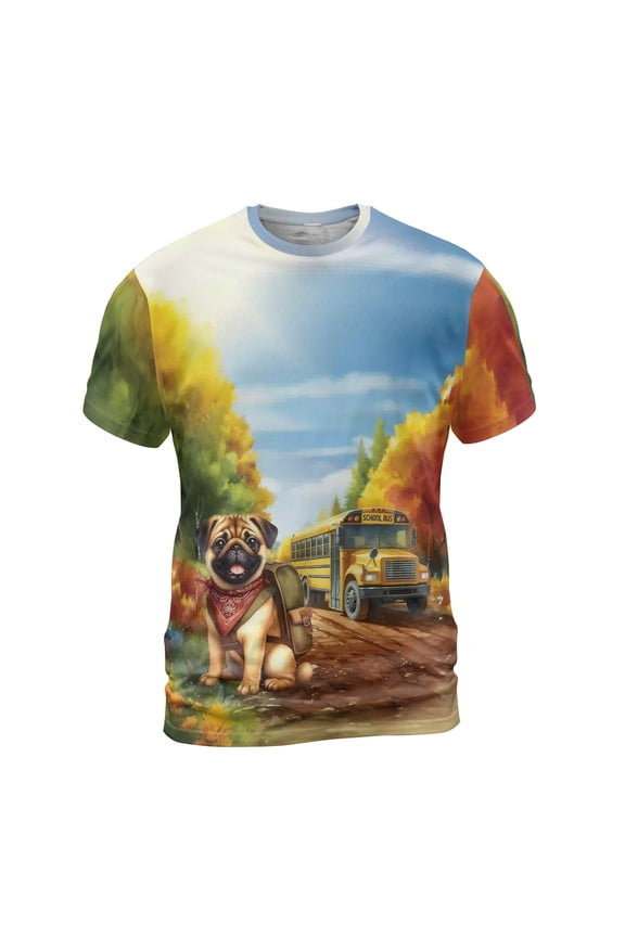 Goodbye Summer Pug Hello Fall Time for School All Over Print 3D Shirt Unisex Merch Dog Lover Gifts - 02014