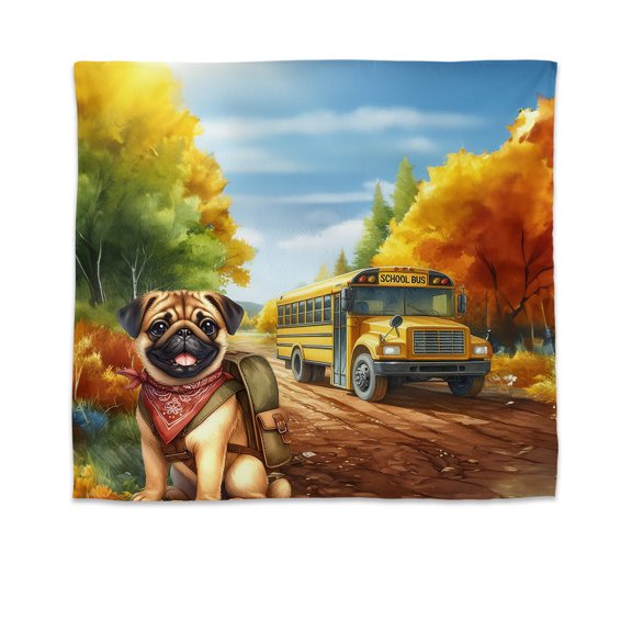 Goodbye Summer Pug Hello Fall Time for School Tapestry Dog Lover Gifts Wall Hanging Backdrop Home Decor - 02014