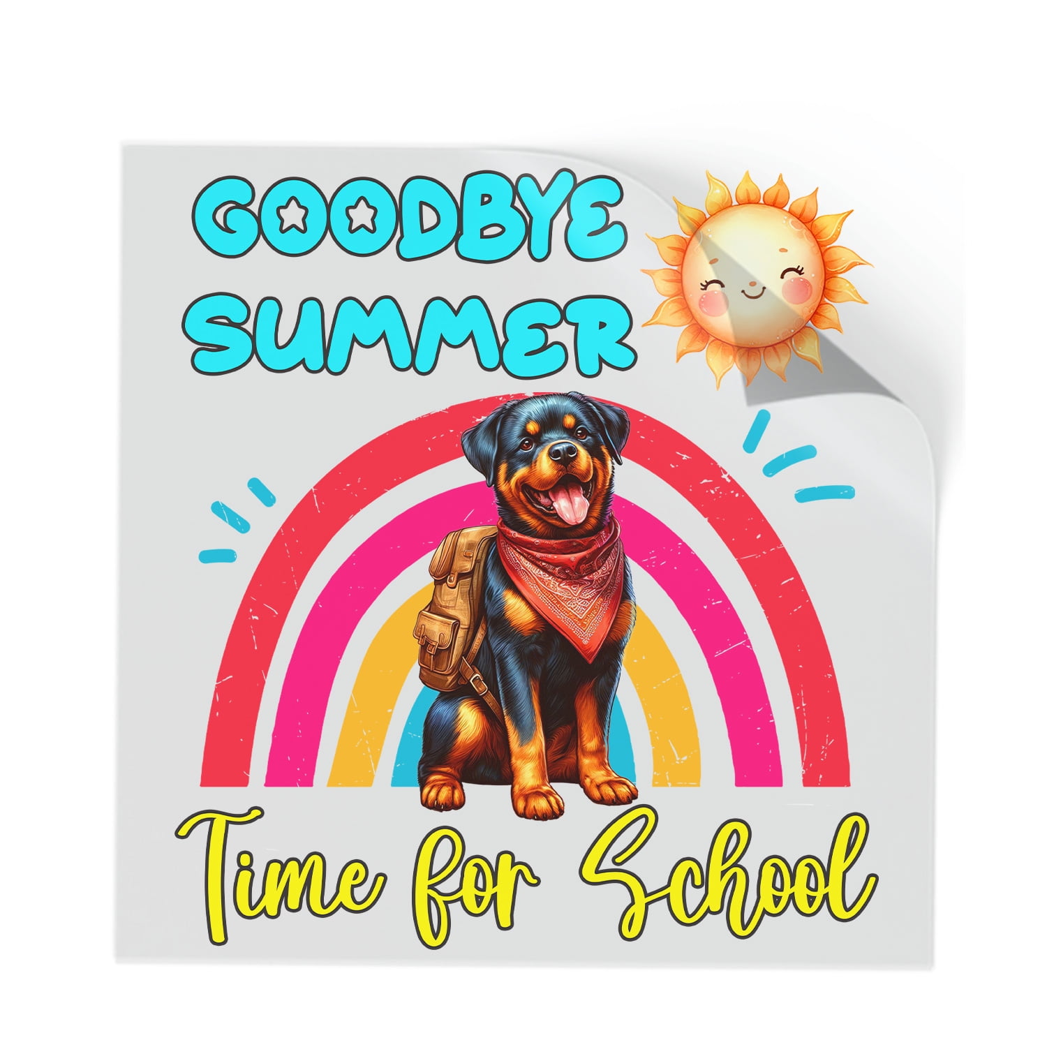 Goodbye Summer Rottweiler Hello Fall Time for School Cutout Transfer ...
