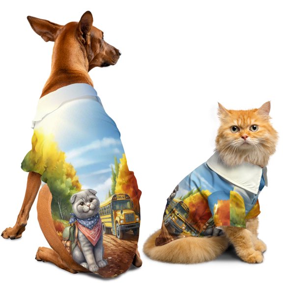 Goodbye Summer Scottish Fold Hello Fall Time for School Hawaiian Summer Shirt for Small Medium Large Dog Cat Cat Lover Kitten Owner Gifts - 02014
