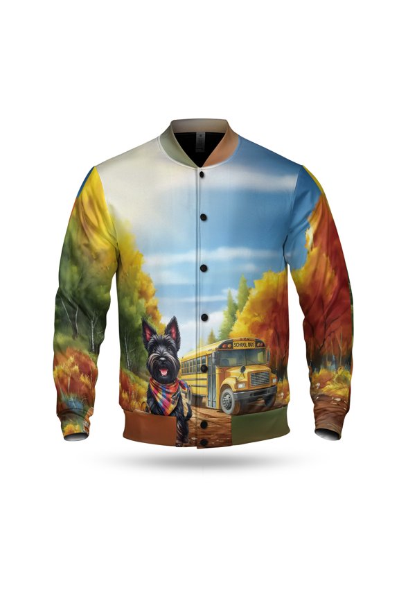 Goodbye Summer Scottish Terrier Hello Fall Time for School All Over Print 3D Baseball Jacket Scottie Dog Lover Gifts Bomber Jacket Softball - 02014