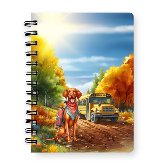 Goodbye Summer Vizsla Hello Fall Time for School Spiral Bound Journal Vizslas Dog Lover Gifts Idea 5x7in Spiral Notebook - 02014