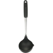 GoodCook 13" Hi-Temp Nylon Kitchen Ladle with Sprout and Strainer, Black/Silver