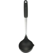 GoodCook 13" Hi-Temp Nylon Kitchen Ladle with Sprout and Strainer, Black/Silver
