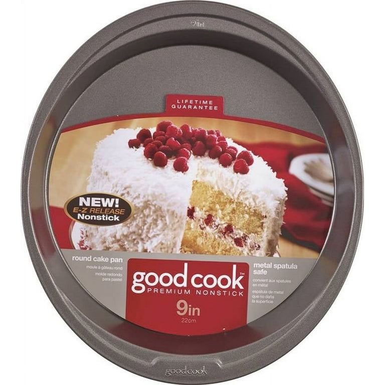 Good Cook 4016 Non-Stick Cake Pan, 9 in Dia, Steel, Size: 1 Pan, Grey