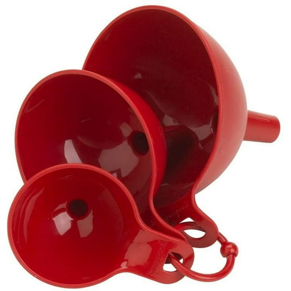 GoodCook 3-Piece Plastic Kitchen Funnel Set - BPA-Free, Dishwasher Safe - Red, Small