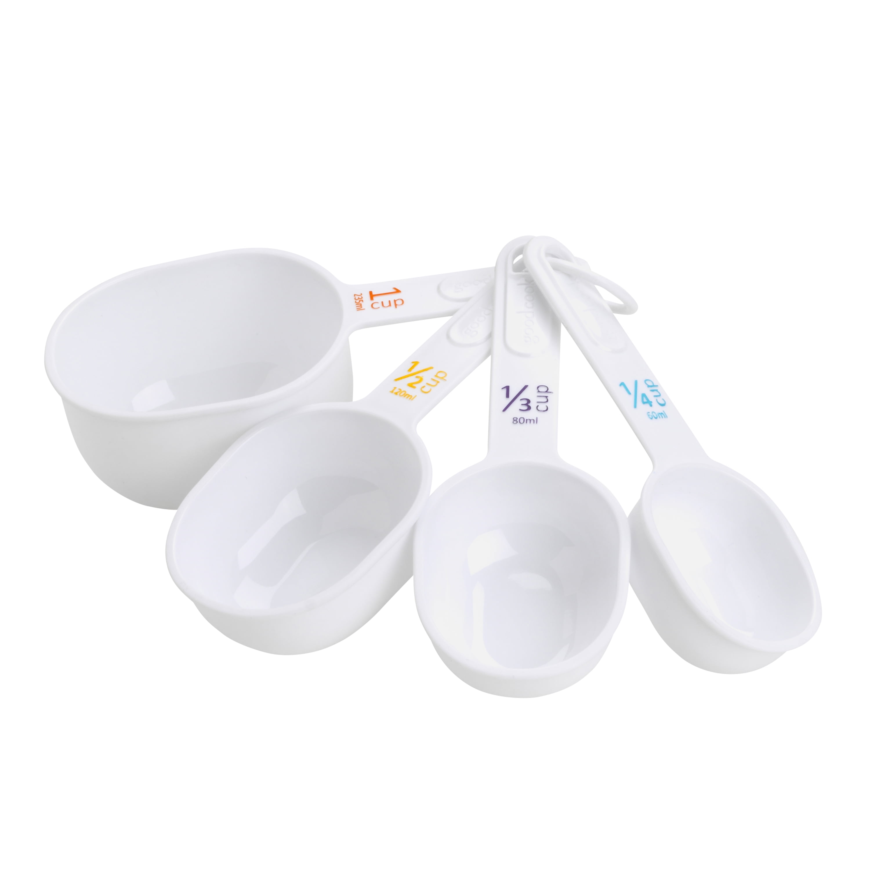 4 PC Measuring Cup Set, White Plastic - Lodging Kit Company
