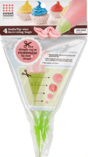 Sweet Creations OodleTip Decorating Bag, Star, 4 Ct