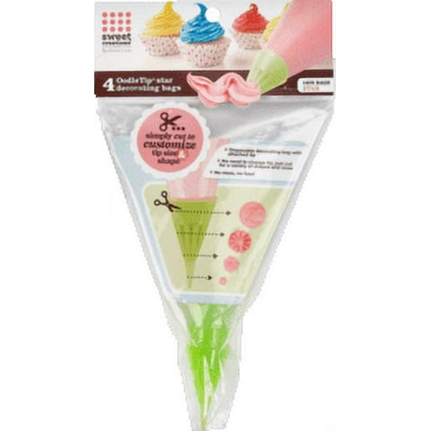 Sweet Creations OodleTip Decorating Bag, Star, 4 Ct