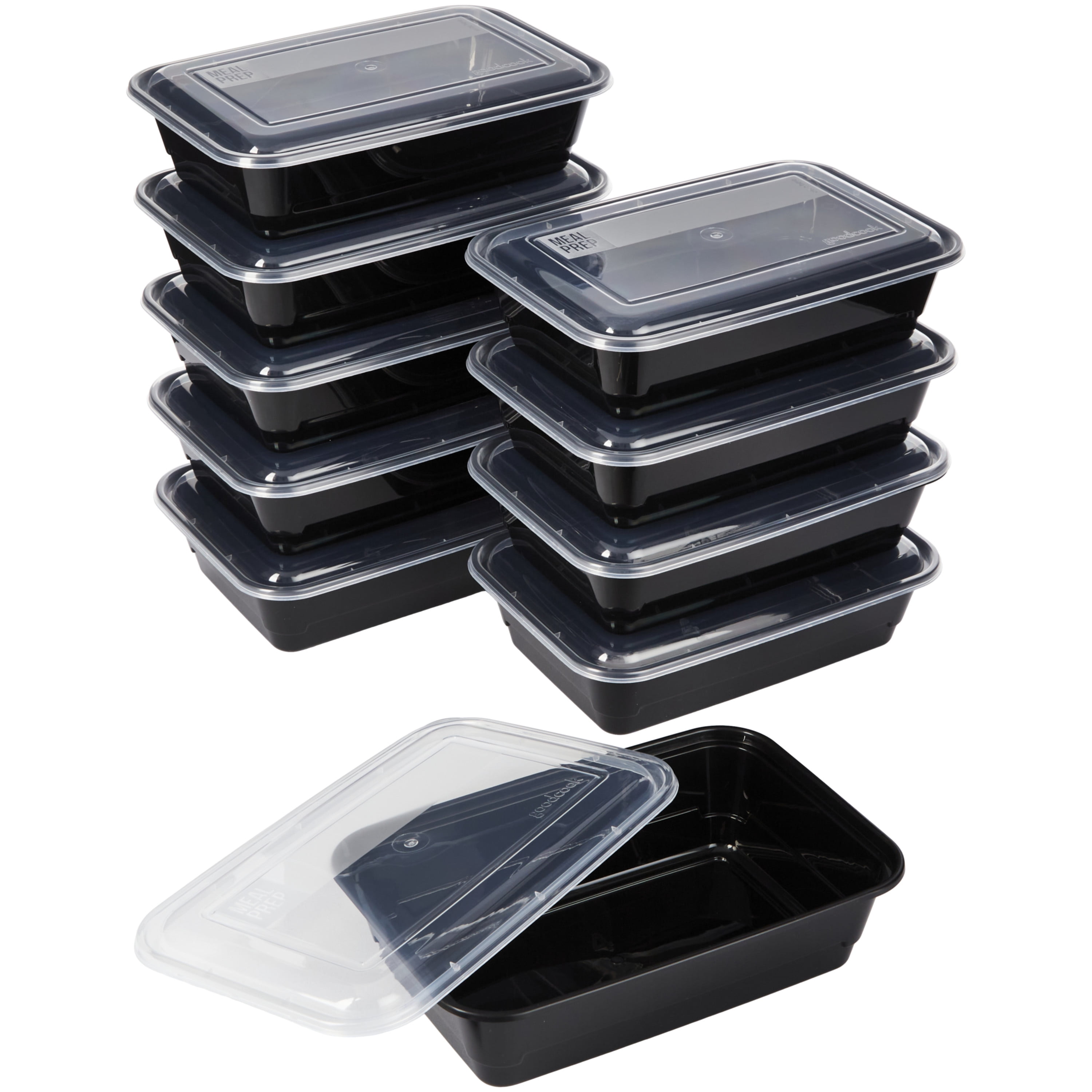 Black BPA-Free Single Compartment Meal Prep Containers Set