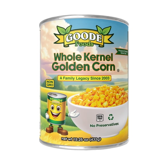 Goode Foods Family Owned All Natural Whole Kernel Golden Corn 15.25 oz Can