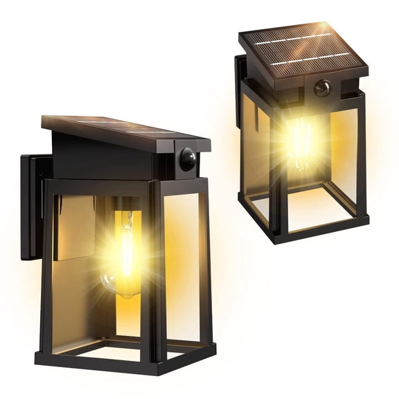 Goodea 2 Pack Solar Porch Lights Outdoor with Motion Sensor, Dusk to Dawn Wall Lights Outside, LED Exterior Sconce for Front Door, Entryway, Garage IP65 Waterproof