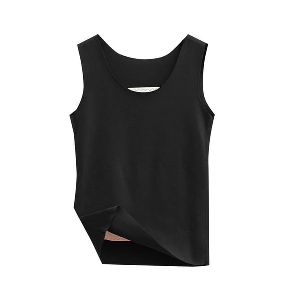 Goodeals 100% Cotton Thermal Tank Tops for Women Sleeveless Fleece Lined Underwear Ultra Soft Stretch Base Layer Tops(Black,XL)
