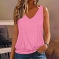thumbnail image 1 of 2025 Womens Fashion Tank Tops Summer Loose Sleeveless Shirts with Banded Bottom Casual V Neck Sleeveless Solid Color Shirt Going Out Outfit Basic Cami Shirts(Pink,L), 1 of 5