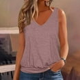 thumbnail image 1 of 2025 Womens Fashion Tank Tops Summer Loose Sleeveless Shirts with Banded Bottom Casual V Neck Sleeveless Solid Color Shirt Going Out Outfit Basic Cami Shirts(Red,S), 1 of 5