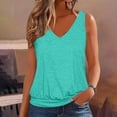 thumbnail image 1 of 2025 Womens Fashion Tank Tops Summer Loose Sleeveless Shirts with Banded Bottom Casual V Neck Sleeveless Solid Color Shirt Going Out Outfit Basic Cami Shirts(Blue,XXL), 1 of 5