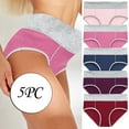 thumbnail image 1 of 5 Pack of Briefs for Women, Lounge Sport Underwear, Comfort Breathable Cotton Blend Panties, High Waist Stretch Brief(Multicolor,M), 1 of 9