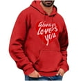 thumbnail image 1 of Goodeals Clearance,Color Block Heart Graphic Hoodies for Men Fleece Pullover Hoodie Loose Fit Soft Hooded Sweatshirt Trendy Valentines Day Hooded(Red,M), 1 of 5