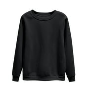 GOODEALS Fleece Sweatshirt for Women Crewneck Sweatshirts Casual Long Sleeve Loose Pullover Shirts Soft Solid Color Fall Winter Tops(Black,L)