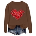 thumbnail image 1 of Goodeals Clearance Deals,Valentine's Day Sweatshirts for Women Crewneck Long Sleeve Fleece Pullover Casual Loose Fit Heart Printed Tops for Teen Girls(Brown,L), 1 of 4