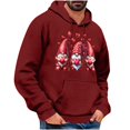thumbnail image 1 of Goodeals Clearance,Fashion Fleece Pullover Hoodies for Men Love Heart Print Hooded Teen Boys Trendy Sweatshirts Long Sleeve Drawstring Hoodie(Wine,M), 1 of 5