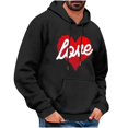 thumbnail image 1 of Men's Pullover Fleece Hoodie Love Heart Printed Sweatshirts Aesthetic Design Streetwear Sweatshirt Casual Long Sleeve Teen Boys Hooded(Black,XXL), 1 of 5