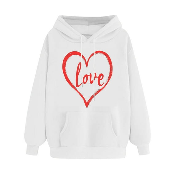 Oversized Cute Aesthetic Graphic Hoodies Love Letter Print Preppy Sweatshirt for Women Teen Girls Trendy Pullover(White,XXL)