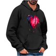 thumbnail image 1 of Goodeals Clearance Sales,Color Block Heart Graphic Hoodies for Men Fleece Pullover Hoodie Loose Fit Soft Hooded Sweatshirt Trendy Valentines Day Hooded(Black,S), 1 of 5