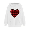 thumbnail image 1 of Goodeals Clearance Sales,Cute Valentines Day Sweatshirt for Women Love Heart Pullover Sweatshirts Buffalo Plaid Graphic Hooded Tops Girls Funny Spring Clothes(White,M), 1 of 5