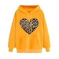 thumbnail image 1 of Love Heart Sweatshirt Women Oversized Valentines Day Pullover Cute Leopard Print Print Tops Hooded Fashion Drawstring Sweatshirts(Yellow,M), 1 of 5