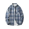 thumbnail image 1 of Goodeals Clearance Sales,Men's Flannel Jacket Casual Long Sleeve Plaid Shirts Winter Fleece Lined Jackets Sherpa Button Down Shacket for Men(Dark Blue,L), 1 of 4
