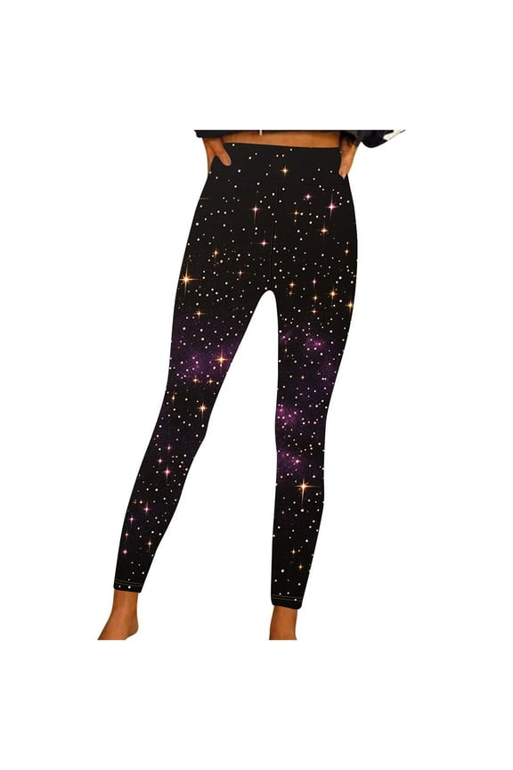 Clearance Sales,Sequin Leggings for Women Sparkle Glitter Print Yoga Pants High Waisted Running Workout Legging Tummy Control No See-Through Yoga Pants(Multicolor,M)