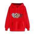 thumbnail image 1 of Goodeals Clearance,Valentines Hoodies Women Love Heart Graphic Sweatshirts Leopard Heart Print Pullover Casual Long Sleeve Hoodie Valentine's Day Oversized Tops(Red,L), 1 of 5
