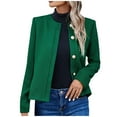 thumbnail image 1 of Goodeals Clearance,Women Elegant Dressy Jacket Cropped Tweed Blazer Jackets Collarless Business Casual Outfits Fall Jackets for Women(Green,XL), 1 of 5