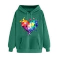 thumbnail image 1 of Women's Rainbow Heart Print Hoodies Valentines Tie Dye Graphic Fleece Sweatshirts Cute Holiday Long Sleeve Sweatshirt(Army Green,XXL), 1 of 5