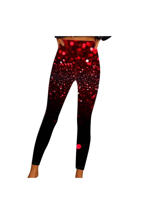 Clearance,Womens High Waisted Exercise Yoga Pants Glitter Sparkle Print Workout Yoga Leggings High Waisted Reflective Yoga Pants(Multicolor,S)
